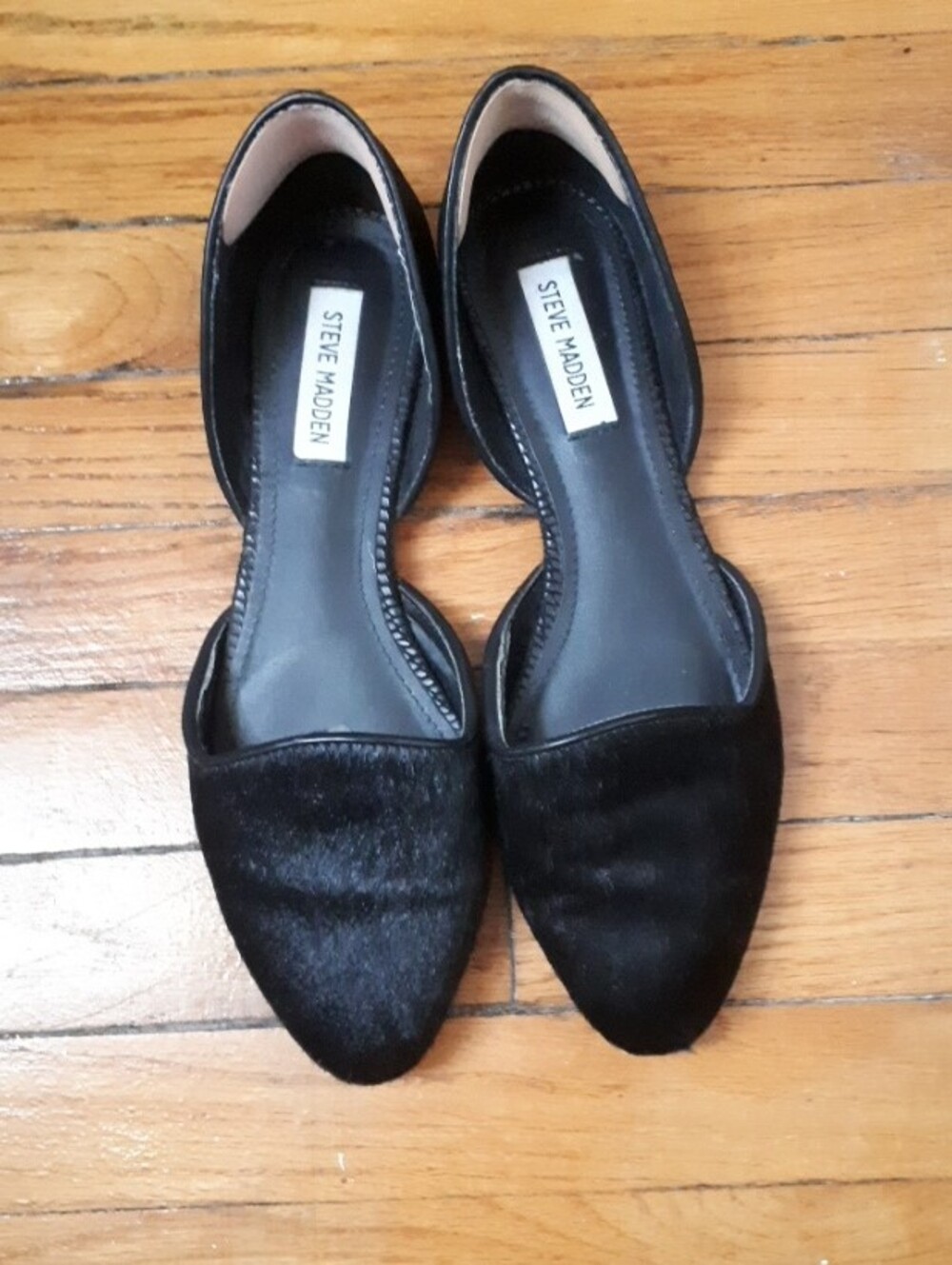 Steve Madden Black Calf Hair D'Orsay Flats